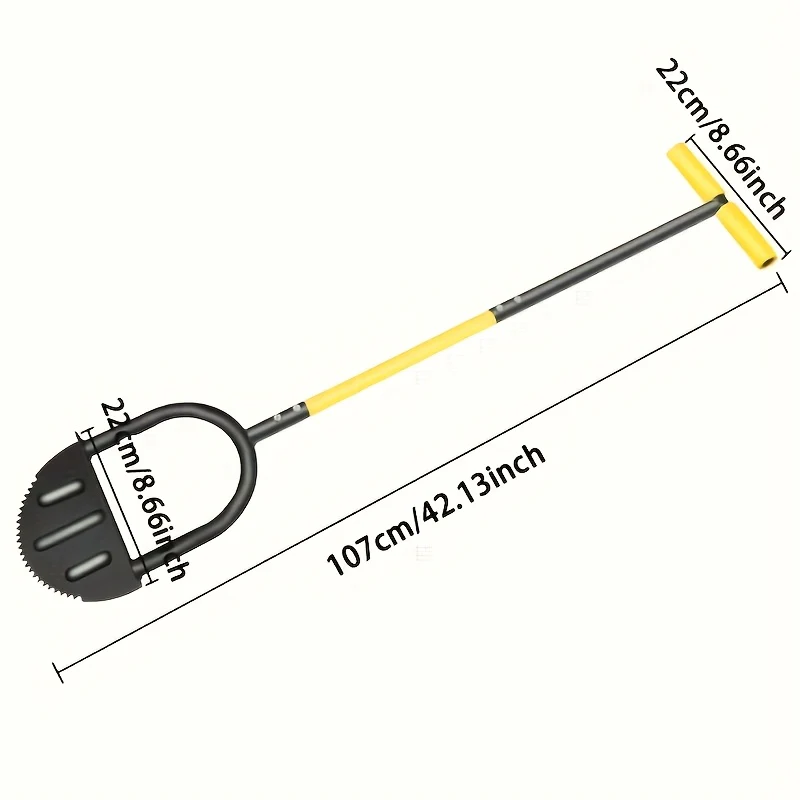 Heavy-Duty Manual Lawn Edger Tool with Ergonomic Handle - Black Metal Half Moon Shovel for Efficient Weeding and Trimming, Wide Foot Pedal Design for Stability, Ideal for Yard and Garden Maintenance